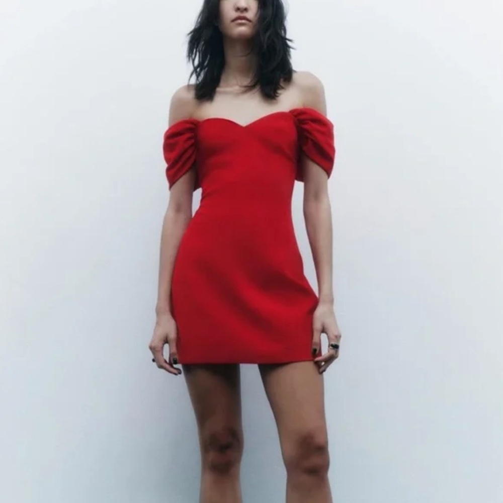 New Zara Limited Edition Off Shoulder Sweetheart Neckline Mini Dress